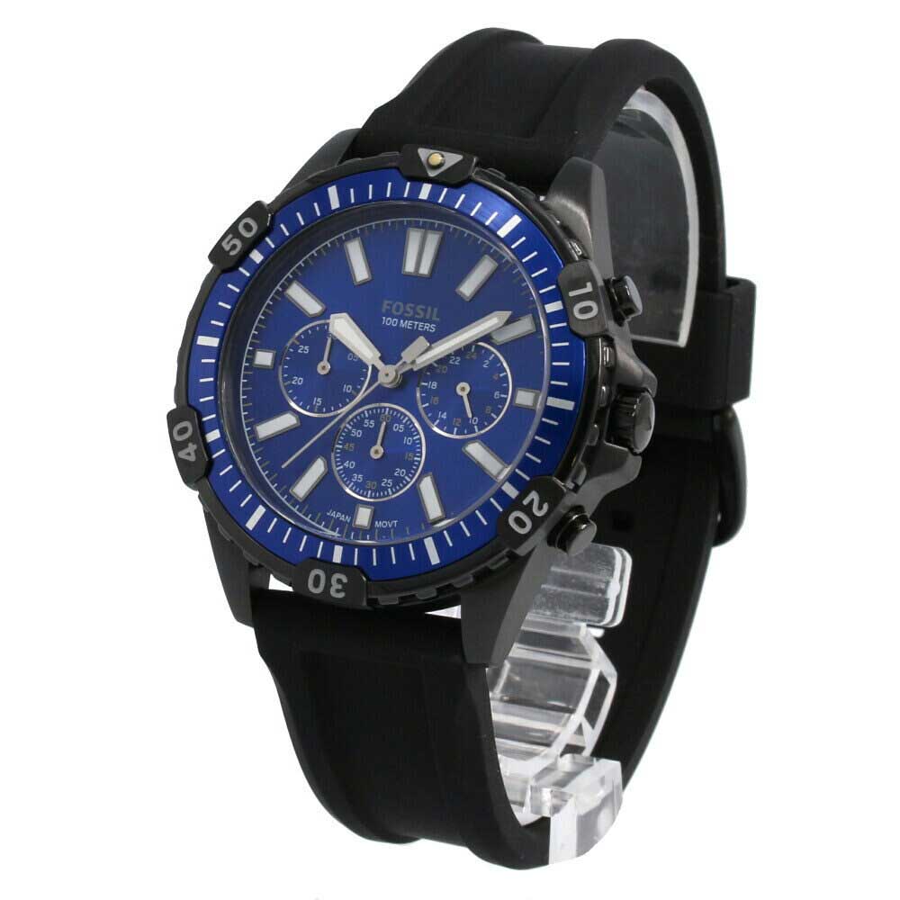 Fossil Garrett Chronograph Blue Dial Black Rubber Strap Watch for Men - FS5695 Watches Fossil   