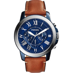 Fossil Grant Chronograph Blue Dial Brown Leather Strap Watch for Men - FS5151 Watches Fossil   