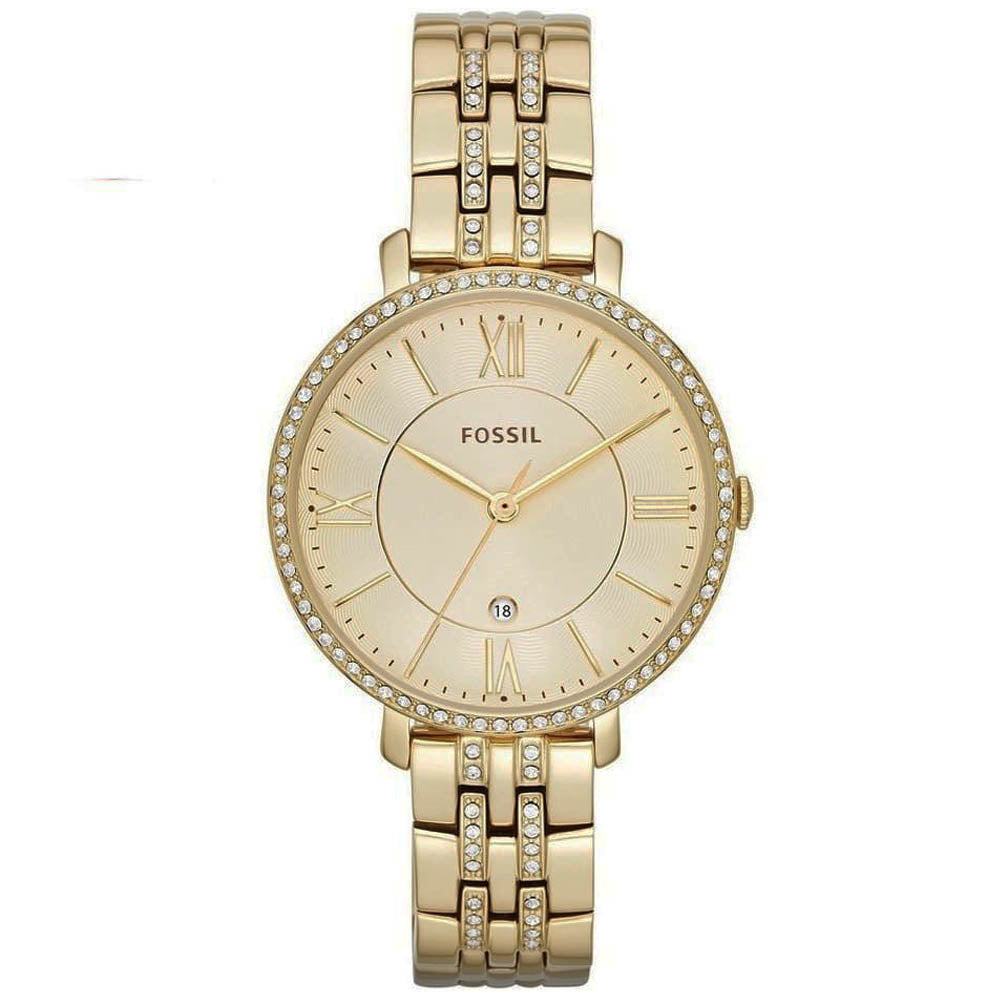 Fossil Jacqueline Gold Dial Gold Steel Strap Watch for Women - ES3547 Watches Fossil   