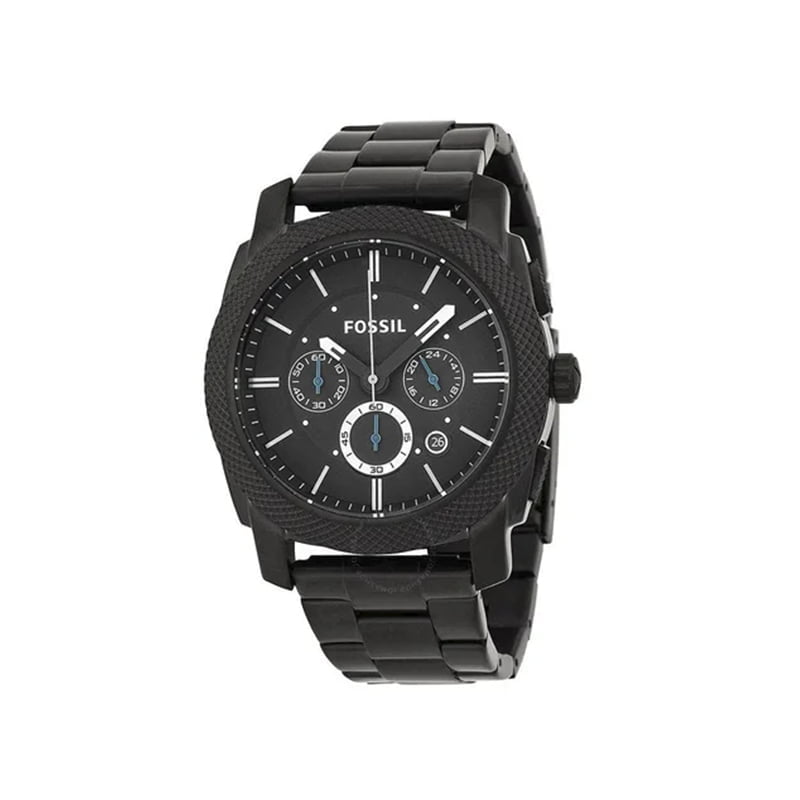 Fossil Machine Chronograph Black Dial Black Steel Strap Watch for Men - FS4552 Watches Fossil   