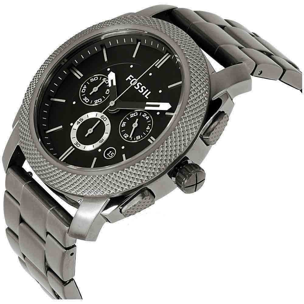 Fossil Machine Chronograph Black Dial Black Steel Strap Watch for Men - FS4662 Watches Fossil   