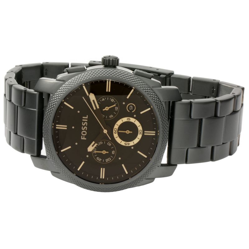 Fossil Machine Chronograph Black Dial Black Steel Strap Watch for Men - FS4682 Watches Fossil   