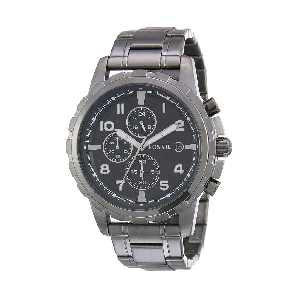 Fossil Dean Chronograph Black Dial Black Steel Strap Watch for Men - FS4721 Watches Fossil   