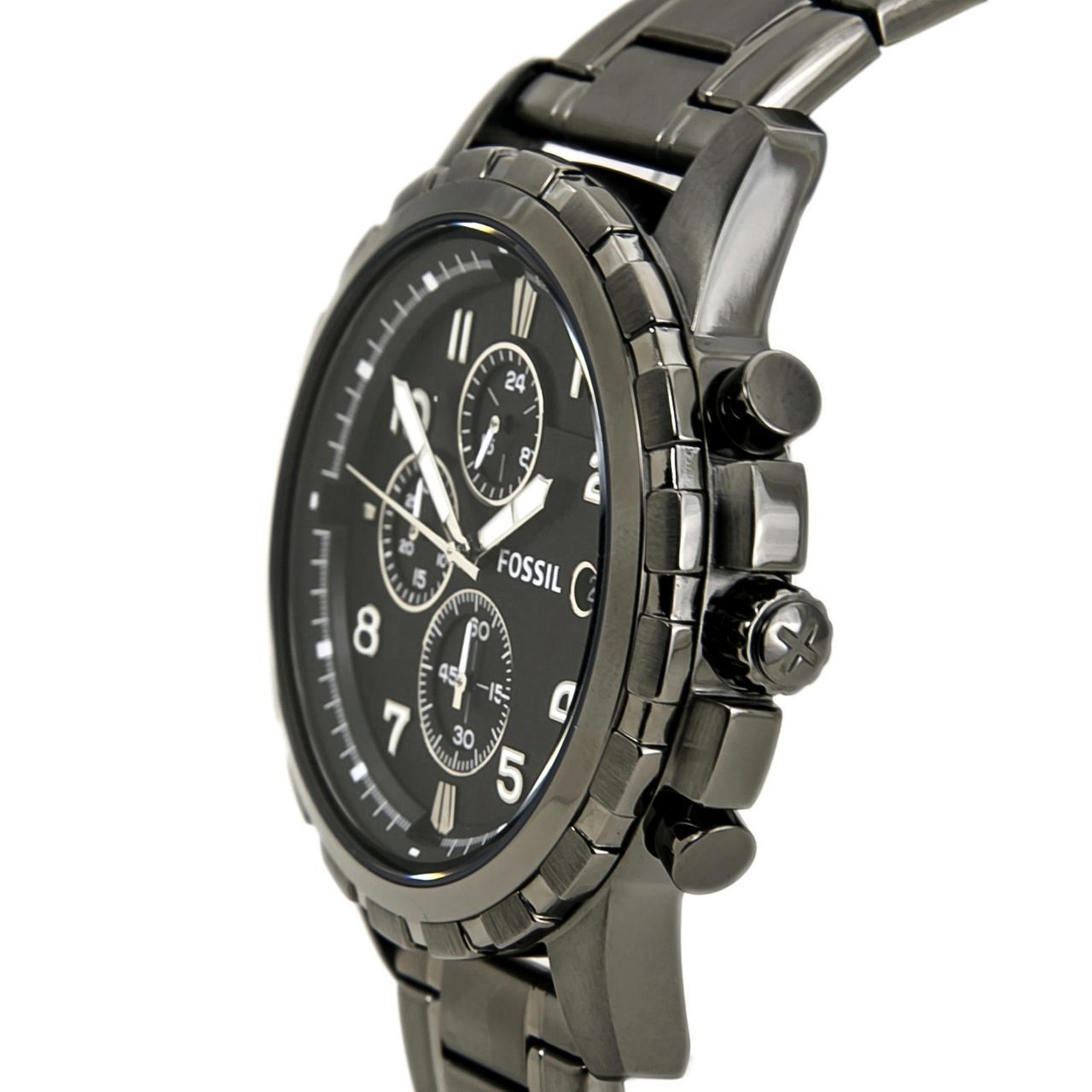 Fossil Dean Chronograph Black Dial Black Steel Strap Watch for Men - FS4721 Watches Fossil   