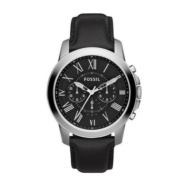 Fossil Grant Chronograph Black Dial Black Leather Strap Watch for Men - FS4812 Watches Fossil   