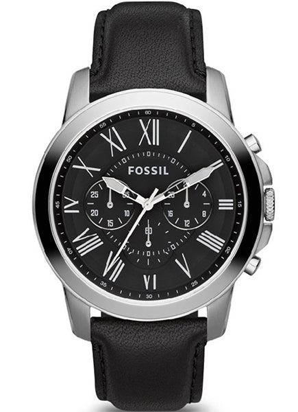 Fossil Grant Chronograph Black Dial Black Leather Strap Watch for Men - FS4812 Watches Fossil   