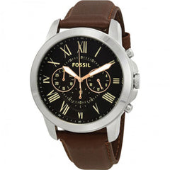 Fossil Grant Chronograph Black Dial Brown Leather Strap Watch for Men - FS4813 Watches Fossil   