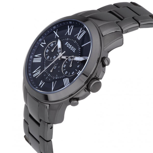 Fossil Grant Chronograph Blue Dial Grey Steel Strap Watch for Men - FS4831 Watches Fossil   