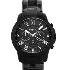 Fossil Grant Chronograph Black Dial Black Steel Strap Watch for Men - FS4832 Watches Fossil   