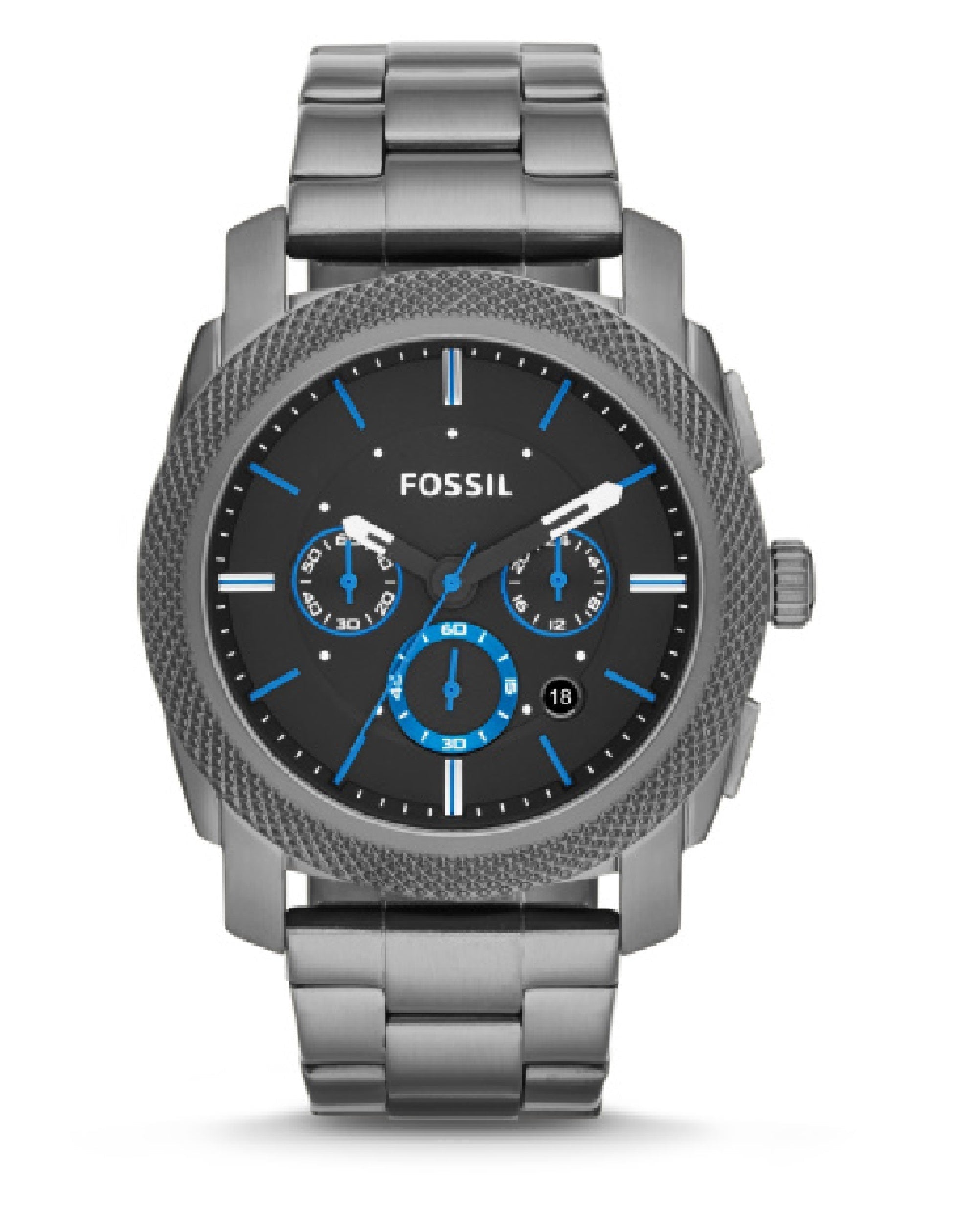 Fossil Machine Chronograph Brown Dial Grey Steel Strap Watch for Men - FS4931 Watches Fossil   