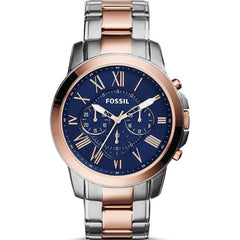 Fossil Grant Chronograph Blue Dial Two Tone Steel Strap Watch for Men - FS5024 Watches Fossil   