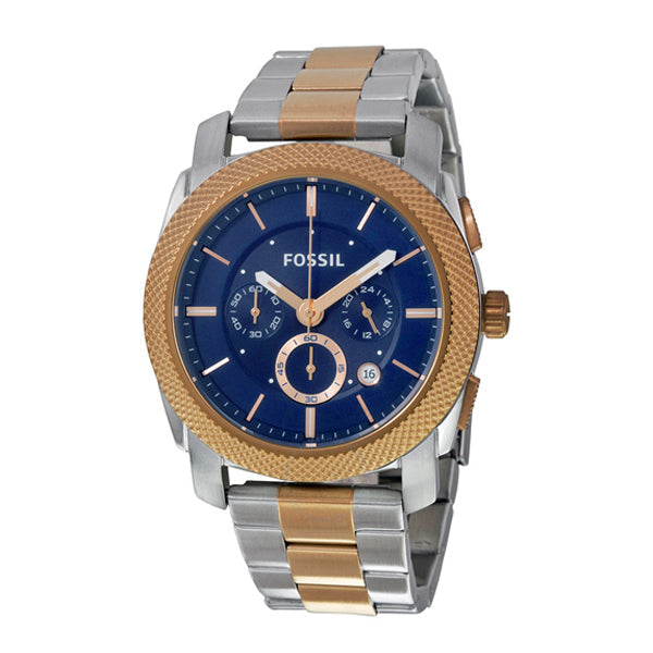 Fossil Machine Blue Dial Two Tone Steel Strap Watch for Men - FS5037 Watches Fossil   