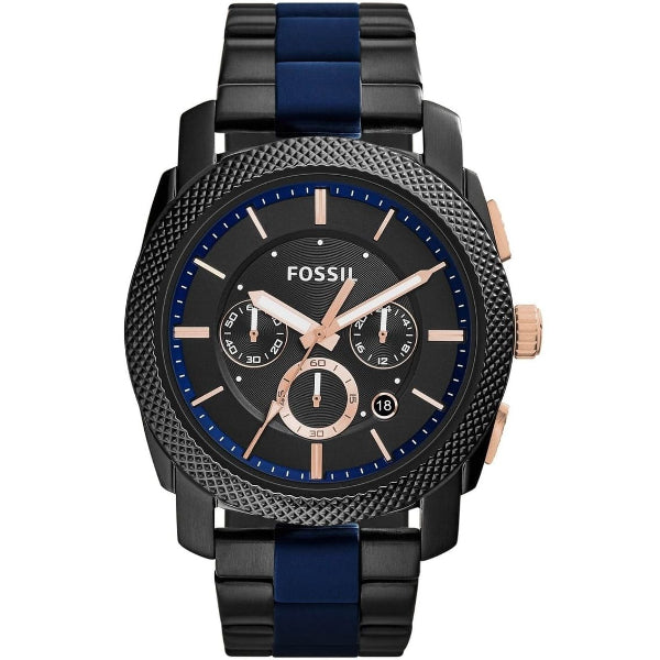 Fossil Machine Chronograph Black Dial Two Tone Steel Strap Watch for Men - FS5164 Watches Fossil   