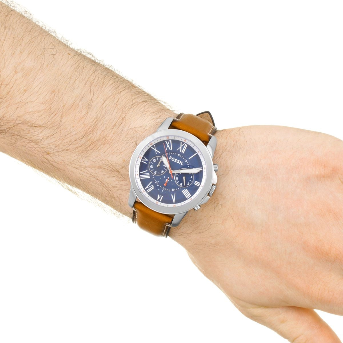 Fossil Grant Chronograph Blue Dial Brown Leather Strap Watch for Men - FS5210 Watches Fossil   