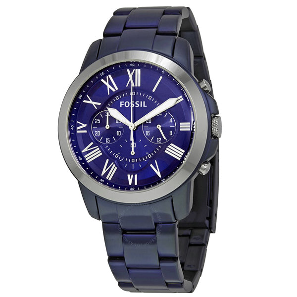 Fossil Grant Chronograph Blue Dial Blue Steel Strap Watch for Men - FS5230 Watches Fossil   