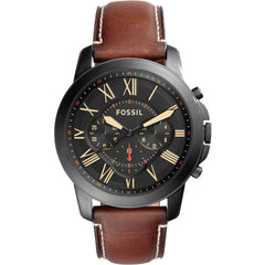 Fossil Grant Chronograph Black Dial Brown Leather Strap Watch for Men - FS5241 Watches Fossil   