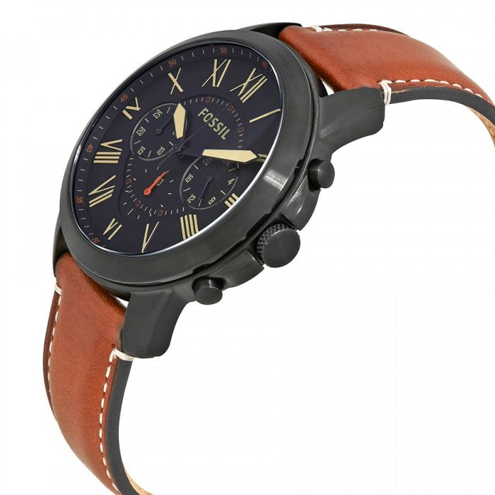 Fossil Grant Chronograph Black Dial Brown Leather Strap Watch for Men - FS5241 Watches Fossil   