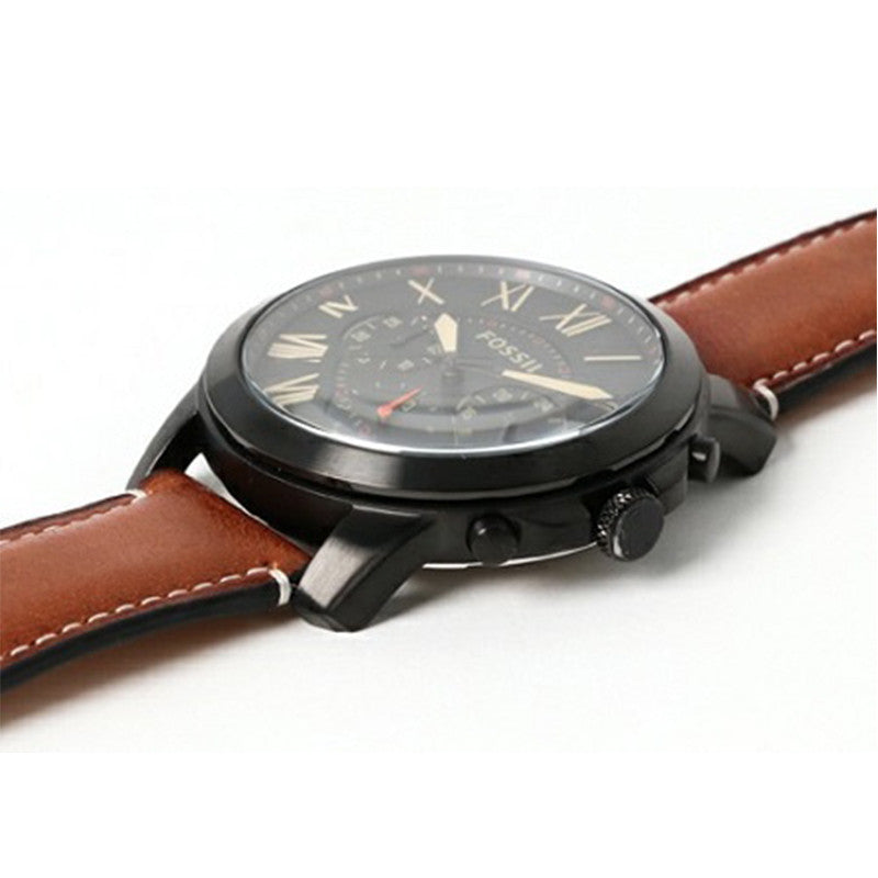 Fossil Grant Chronograph Black Dial Brown Leather Strap Watch for Men - FS5241 Watches Fossil   