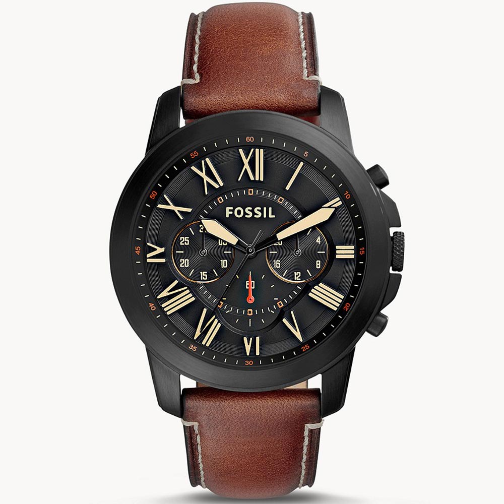 Fossil Grant Chronograph Black Dial Brown Leather Strap Watch for Men - FS5241 Watches Fossil   