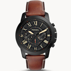 Fossil Grant Chronograph Black Dial Brown Leather Strap Watch for Men - FS5241 Watches Fossil   