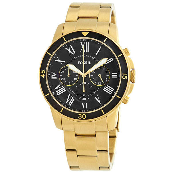 Fossil Inscription Automatic Black Dial Gold Steel Strap Watch for Men - FS5267 Watches Fossil   