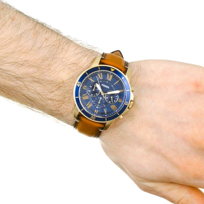 Fossil Grant Sport Chronograph Blue Dial Brown Leather Strap Watch for Men - FS5268 Watches Fossil   