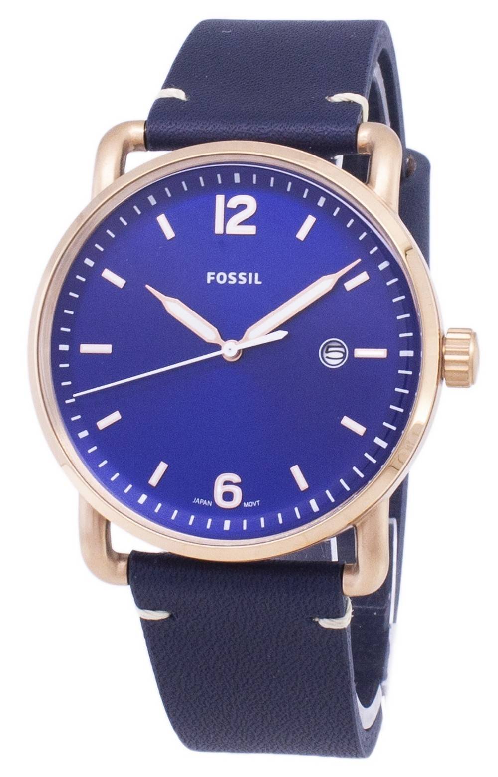 Fossil The Commuter Blue Dial Blue Leather Strap Watch for Men - FS5274 Watches Fossil   