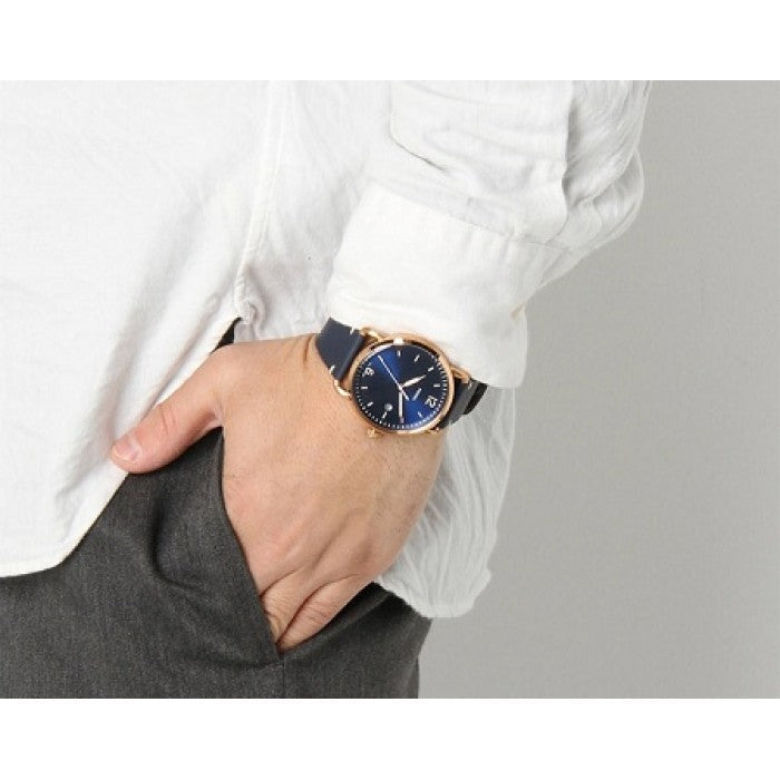 Fossil The Commuter Blue Dial Blue Leather Strap Watch for Men - FS5274 Watches Fossil   