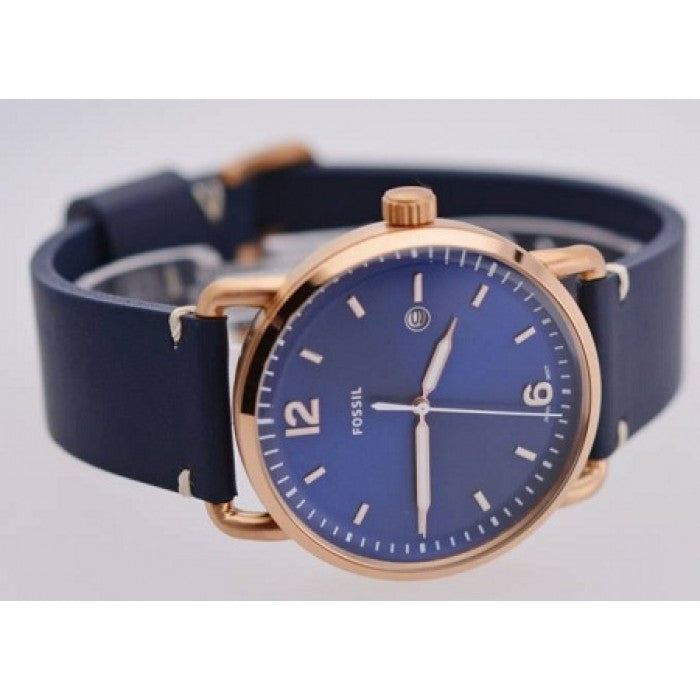 Fossil The Commuter Blue Dial Blue Leather Strap Watch for Men - FS5274 Watches Fossil   