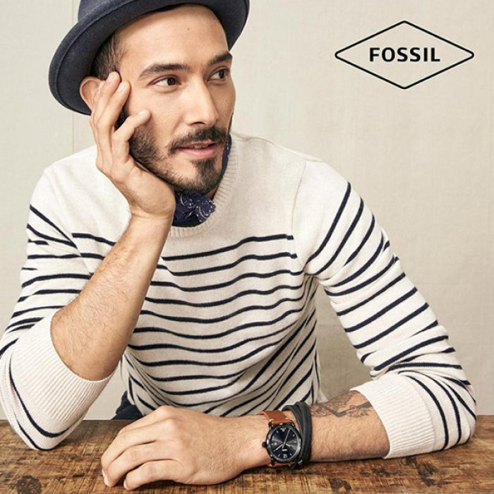 Fossil Commuter Three Hand Date Black Dial Brown Leather Strap Watch for Men - FS5276 Watches Fossil   