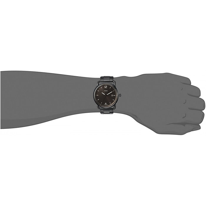 Fossil The Commuter Brown Dial Black Steel Strap Watch for Men - FS5277 Watches Fossil   