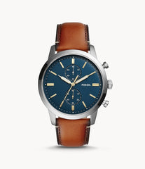 Fossil Townsman Chronograph Blue Dial Brown Leather Strap Watch for Men - FS5279 Watches Fossil   