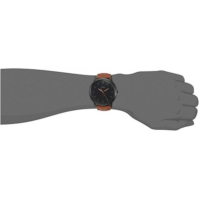 Fossil The Minimalist Black Dial Brown Leather Strap Watch for Men - FS5305 Watches Fossil   