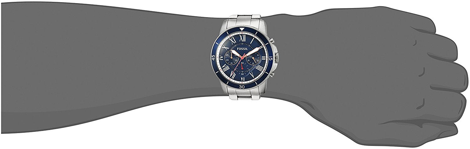 Fossil Grant Sport Chronograph Blue Dial Silver Steel Strap Watch for Men - FS5238 Watches Fossil   