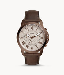 Fossil Grant Chronograph White Dial Brown Leather Strap Watch for Men - FS5344 Watches Fossil   