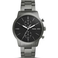 Fossil Townsman Chronograph Black Dial Silver Steel Strap Watch for Men - FS5349 Watches Fossil   