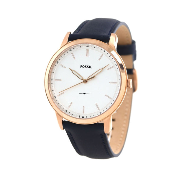 Fossil The Minimalist Slim White Dial Blue Leather Strap Watch for Men - FS5371 Watches Fossil   