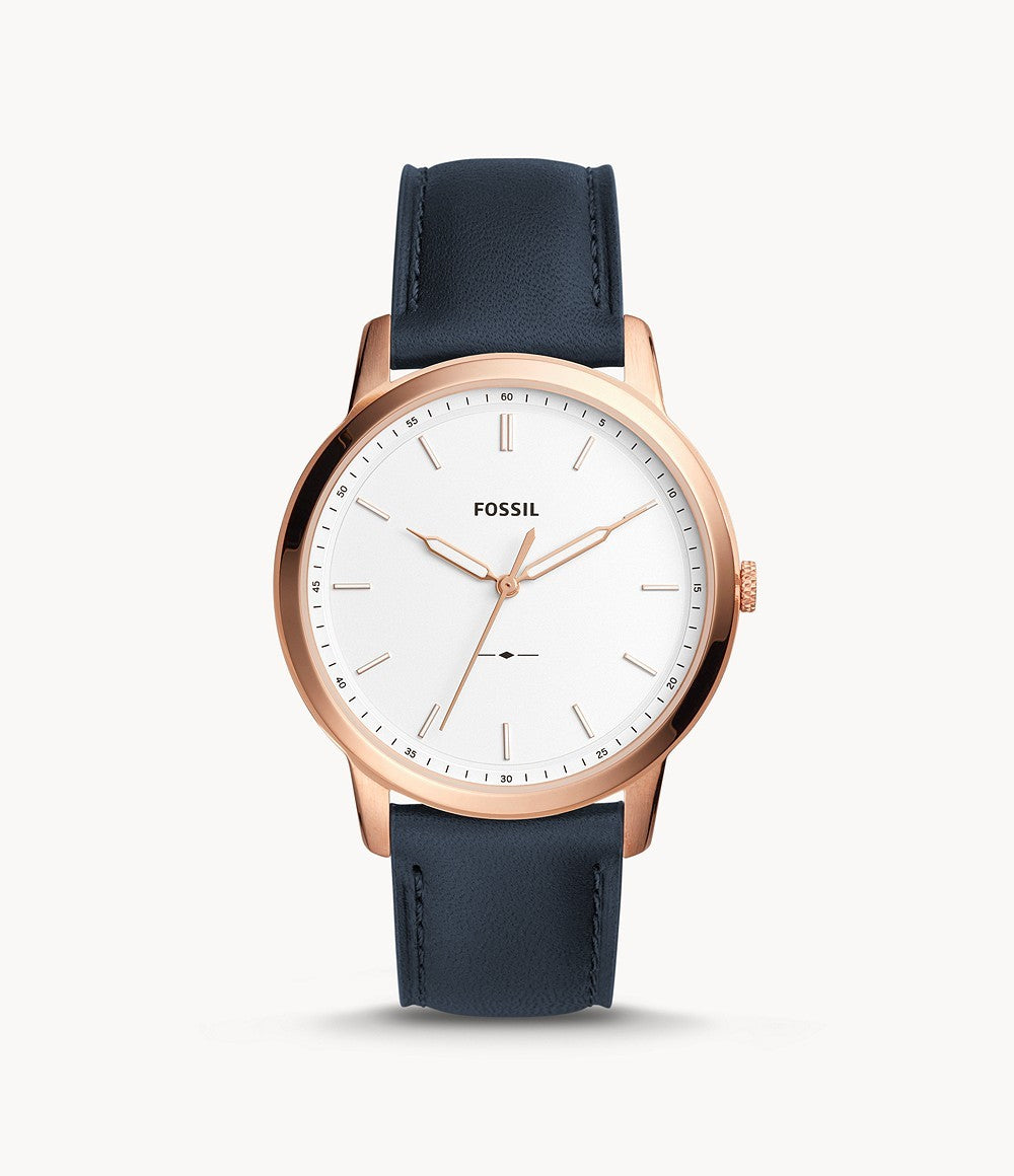 Fossil The Minimalist Slim White Dial Blue Leather Strap Watch for Men - FS5371 Watches Fossil   