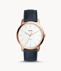 Fossil The Minimalist Slim White Dial Blue Leather Strap Watch for Men - FS5371 Watches Fossil   