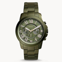 Fossil Grant Chronograph Olive Green Dial Green Steel Strap Watch for Men - FS5375 Watches Fossil   