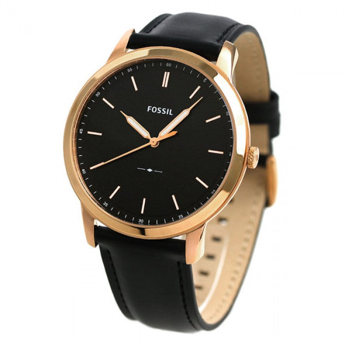 Fossil The Minimalist Black Dial Black Leather Strap Watch for Men - FS5376 Watches Fossil   