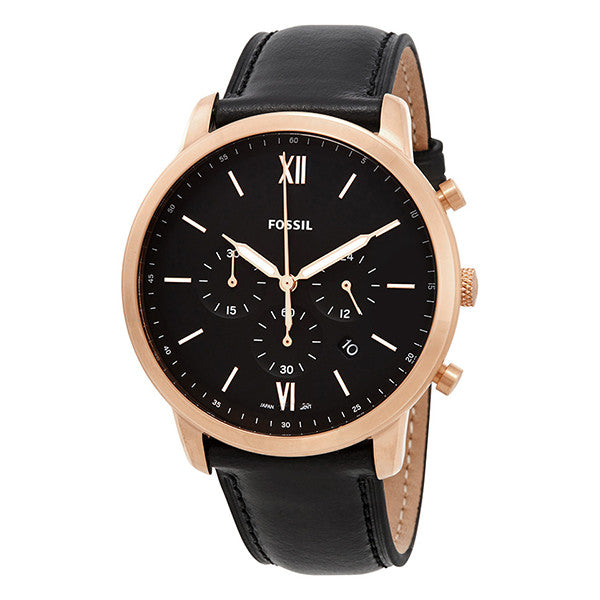 Fossil Neutra Chronograph Black Dial Black Leather Strap Watch for Men - FS5381 Watches Fossil   