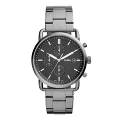 Fossil The Commuter Black Dial Grey Steel Strap Watch for Men - FS5400 Watches Fossil   