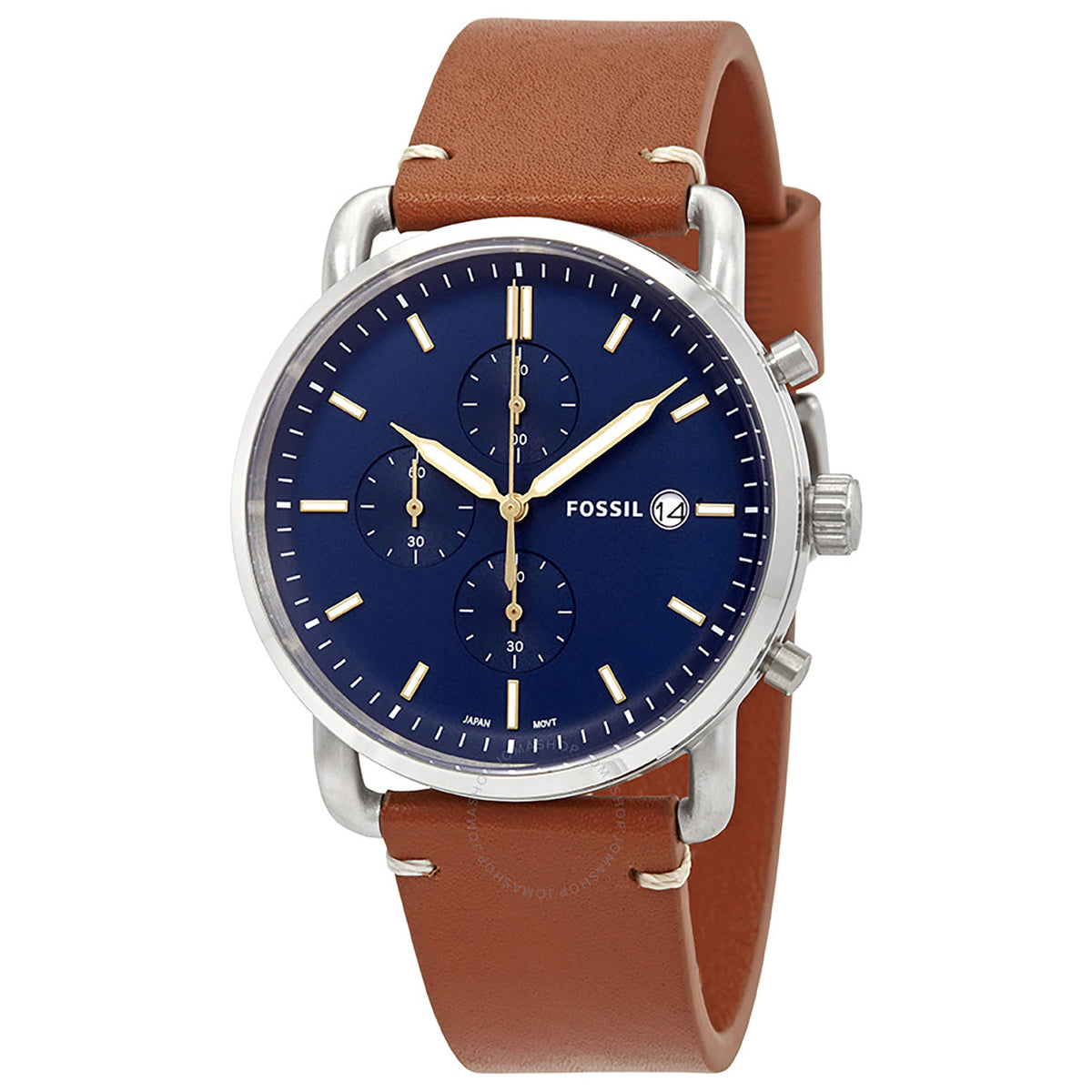 Fossil The Commuter Blue Dial Brown Leather Strap Watch for Men - FS5401 Watches Fossil   