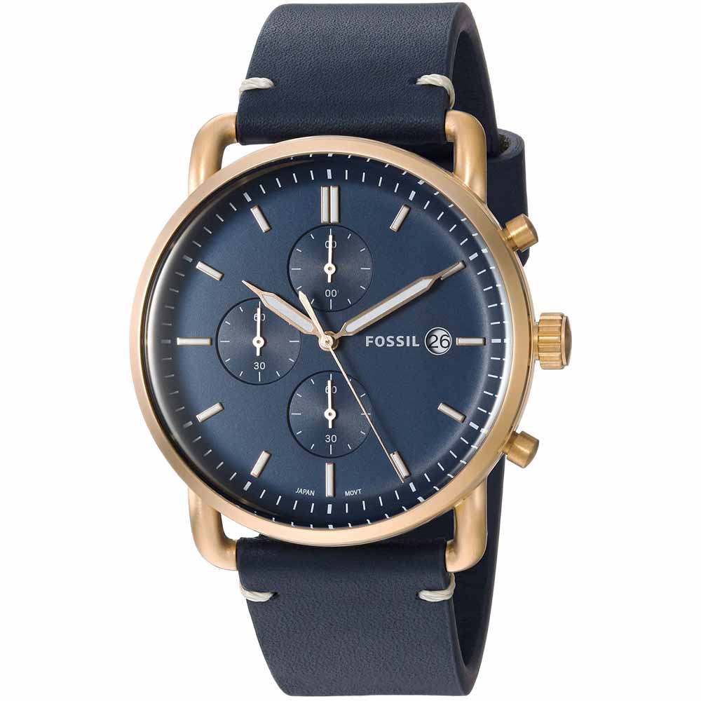 Fossil The Commuter Blue Dial Blue Leather Strap Watch for Men - FS5404 Watches Fossil   