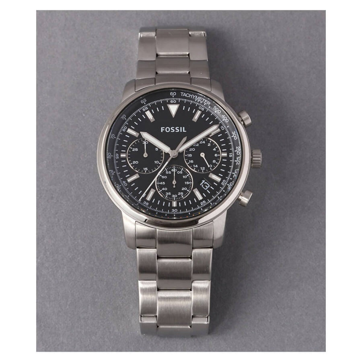 Fossil Goodwin Chronograph Black Dial Silver Steel Strap Watch for Men - FS5412 Watches Fossil   