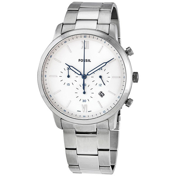 Fossil Neutra Chronograph White Dial Silver Steel Strap Watch for Men - FS5433 Watches Fossil   