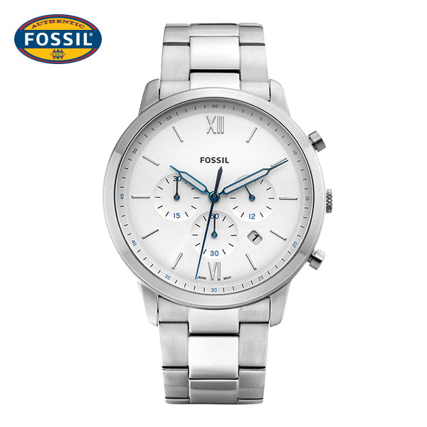 Fossil Neutra Chronograph White Dial Silver Steel Strap Watch for Men - FS5433 Watches Fossil   