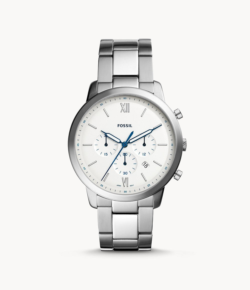 Fossil Neutra Chronograph White Dial Silver Steel Strap Watch for Men - FS5433 Watches Fossil   