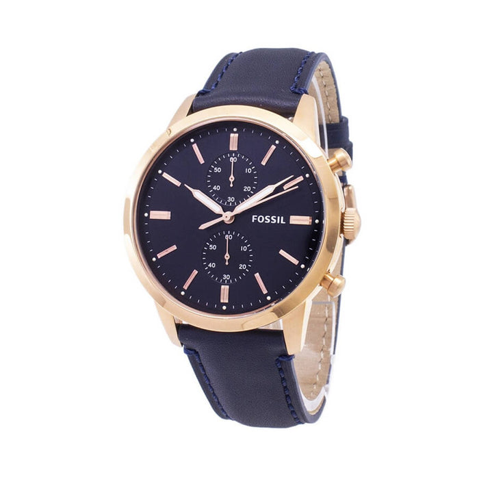 Fossil Townsman Chronograph Blue Dial Blue Leather Strap Watch for Men - FS5436 Watches Fossil   